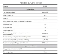Перфоратор безщітковий Apro 20CBH без АКБ/ЗП 20В SDS-plus 3 Дж 30412 - мініатюра 6