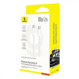 Кабель Baseus Dynamic 4 Fast Charging Type-C to Type-C 100W (2m) white (P10381400211-01) - мініатюра 2