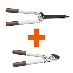Набір Fiskars: Ножиці для кущів Fiskars White HS53 + Гілкоріз білий White L32