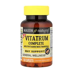 Вітамінно-мінеральний комплекс Mason Natural Мультивітаміни та мультимінерали, Vitatrum Complete, 150 каплет (MAV-18166) - мініатюра 4