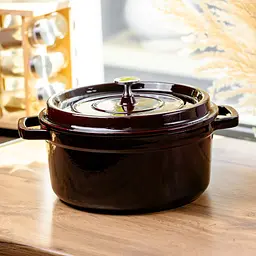 Кокотниця чавунна емальована 4,5 л, бургунді Yongkang HP-FLG-11 burgundy - мініатюра 2