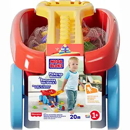 Ігровий візок Mega Bloks Mattel Block Scooping Wagon JFR30 для складання кубиків, 20 деталей, машинка каталка від 1 року червоний (SKU-201)