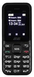 Мобільний телефон S180 2024 1.77" 2SIM, 600мА•год, чорний 2E teh0019250