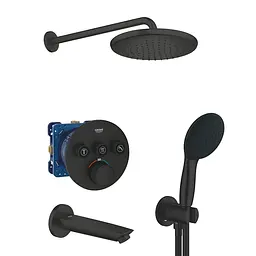 Душова система прихованого монтажу з термостатом Grohe Grohtherm Smartcontrol New Tempesta 250 UA26415SC10, Чорний матовий