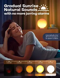 Розумний будильник Dekala Sunrise з бездротовою зарядкою для iPhone 14 12 Apple Watch AirPods Samsung, White Noise Sleep Sounds M - мініатюра 7