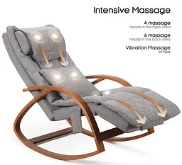 Масажер - крісло-гойдалка NAIPO Massage Rocking Chair для спіни з підігрівом, вібрацією та додатковою функцією масажу Шиатцу; - мініатюра 2