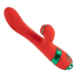 Вібратор-кролик з пульсацією та флогером LOCKINK SEVANDA Whip Vibrating Massage Wand, червоно-зелений - мініатюра 5