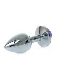 Анальна пробка Jewellery Silver Rose Plug Purple - мініатюра 5