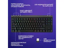 Клавіатура Logitech G515 LIGHTSPEED TKL Wireless Gaming Keyboard Black (920-014075) - мініатюра 7