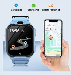 Дитячий розумний смарт годинник T3 з GPS трекером, 4G SIM-картою, відеодзвінками, камерою, прослуховуванням та кнопкою SOS Синій - мініатюра 7