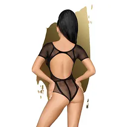 Боді Penthouse Be Nine XL Black, виріз на спинці, імітація стреп у вигляді геометричного малюнка - мініатюра 2