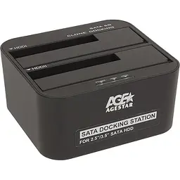 Док-станція AgeStar 3UBT6 для 2xHDD/SSD 2.5"/3.5" SATA USB 3.0 black (3UBT6-6G) - мініатюра 2