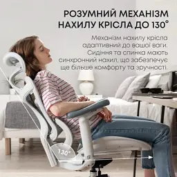 Офісне крісло Sihoo DORO C300L Mesh White (DORO-C300L-A3-102) - мініатюра 10