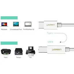 Кабель для принтера Ugreen USB-C 2.0 to BM 1.5m white (40417) - мініатюра 6