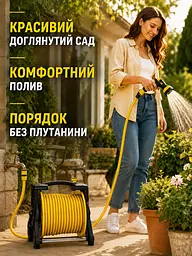 Гнучкий садовий шланг 15 м на котушці з пістолетом-розпилювачем жовтий (49675879), 15 м - мініатюра 4