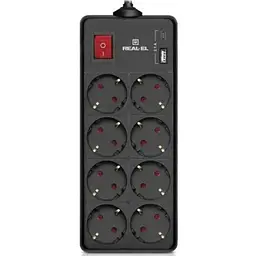 Мережевий фільтр живлення REAL-EL RS-PROTECT 805 3m, black (EL122300043)
