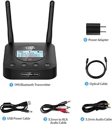 Bluetooth-передавач 1Mii B06TX+ 5.3 для ТВ і ПК, підтримка 2 навушників - мініатюра 2