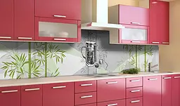 Вініловий кухонний фартух Бамбук Геометрія наклейка для кухні рослини Абстракція Сірий Happy Pocket Z181786 - мініатюра 2