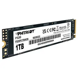 Накопичувач SSD M.2 Patriot P410 1TB NVMe 2280 PCIe Gen4 x4 5000/4500 TLC (P410P1TBM28H) - мініатюра 2