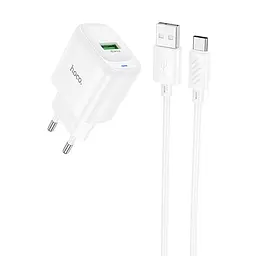 МЗП Hoco C140A Smart QC3.0 18W (1USB-A) + кабель USB to Type-C White