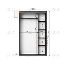 Шафа-купе Idea серія 5 130 x 45 x 210 см Антрацит - мініатюра 2