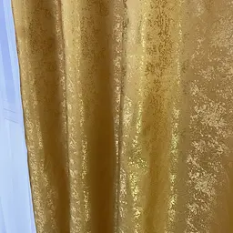 Жакардові штори золотого кольору 2шт. 150х270 з білим шифоновим тюлем 400х270, на тасьмі ALBO pbe0052672 - мініатюра 4