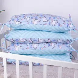 Захисна подушка-борт MirSon Kids Time 18-0006 Rainbow Unicorn, синя, 4 шт. - мініатюра 6