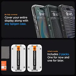 Захисне скло Spigen Screen Protector EZ FIT GLAS.tR Black для iPhone 15 Pro Max (2 шт.) (AGL06873) - мініатюра 4