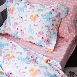 Простирадло MirSon Poplin Line Kids 05 Pony 150х220 см рожеве (2200009715594) - мініатюра 5