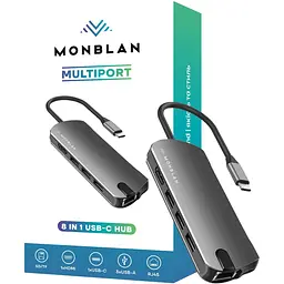 USB-хаб Monblan USB-C 8in1 Multiport P1 Series Grey [160763] - мініатюра 2
