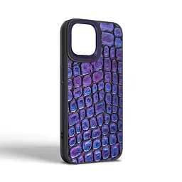 Кожаный чехол для Apple iPhone 14, Harder Kaiju Skin, синий, термополиуретан ТПУ + экокожа с эффектом текстуры монстра, панель, защита корпуса, противоударный, микрофибра, рамка вокруг камеры, защита всего корпуса, (ARM76853) - мініатюра 2