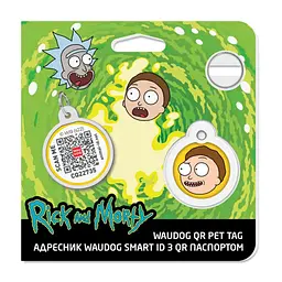 Адресник для собак і котів Waudog Smart ID з QR паспортом, Рік та Морті 2, S, діаметр 25 мм - мініатюра 4
