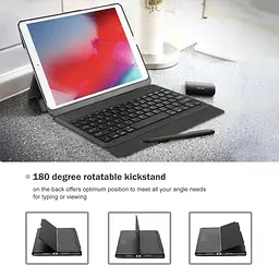 Чохол клавіатура ProCase для iPad Air 3 10.5 2019 / iPad Pro 10.5 2017, знімна бездротова клавіатура з мног - мініатюра 4