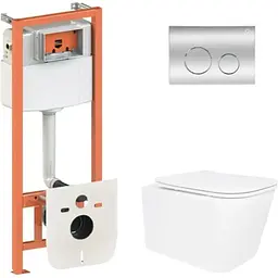 Набір Q-tap Nest 4 в 1 підвісний унітаз Crow Ultra Quiet 520x360x290 + комплект інсталяції QT05335172W48202