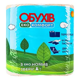 Папір туалетний Обухів Комфорт, на гільзі, 2 шари, 4 шт. - мініатюра 2