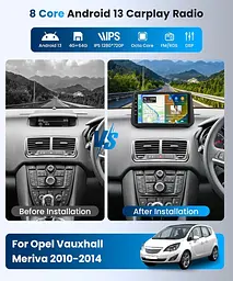 Автомобільна стереосистема для Vauxhall/Opel Meriva 2010-2014 з бездротовим Carplay, Android Auto, Podofo 4G+64G Android 13 - мініатюра 2
