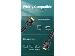 Кабель Vention VGA to VGA 1.5m Black (DAEBG) - мініатюра 9