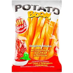 Картопля Золоте Зерно 50г з телятиною Potato Boom та аджикою Hit snack