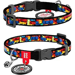 Нашийник для котів Waudog Nylon Блоки з QR паспортом XS 20-30x1 см
