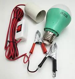 Світлодіодна LED-лампа 12 V 5 W лампочка знімна з патроном E27 кемпінгова на дроті із затискачами (крокодилами) та вимикачем UKC - мініатюра 9