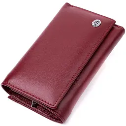 Симпатичний жіночий гаманець у три складання з натуральної шкіри ST Leather 19470 бордовий - мініатюра 4