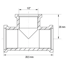 Трійник Koer Kf.T06F.Wn - 1/2'' FFF KR3028 - мініатюра 2