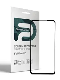 Захисне скло для HUAWEI P40 lite, Full Glue HD, 2.5D, повністю прозоре, на весь екран, глянцеве, загартоване 9H, повне проклеювання по всій поверхні, з чорною рамкою, протиударне, кришталево чітке зображення, ArmorStandart (ARM58289)