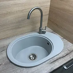 Кухонна мийка Adamant Ovale 610x420x180 світло-сірий 646223, Сірий - мініатюра 2