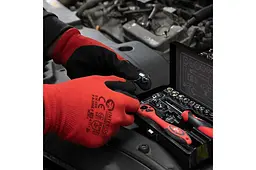 Рукавички робочі захисні Intertool нітрилові пористі 10" червоно-чорні (в упаковці 3 шт.) - мініатюра 2