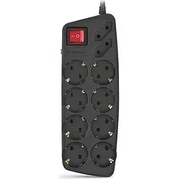 Мережевий фільтр живлення REAL-EL REAL-EL RS-10 Protect, 3m, black (EL122300039)