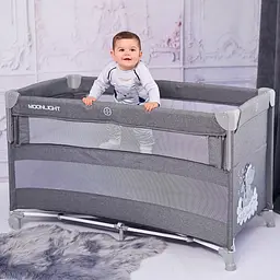 Дитяче дворівневе ліжечко-манеж від народження до 3-х років Up And Down Mellow Rose Sleeping Animals Lorelli Пудровий - мініатюра 10