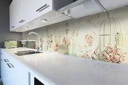 Кухонний фартух Ліхтарі та Троянди вінілова наклейка ПВХ квіти Абстракція Рожевий 60х300 см Happy Pocket Z180769 - мініатюра 6