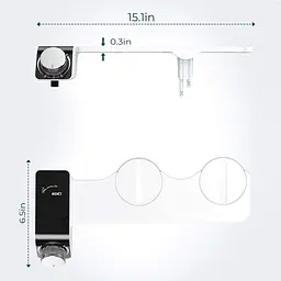 Універсальне біде-накладка SAMODRA Bidet тонка під кришку, з боковим модулем, Біла (SMWDRB) - мініатюра 2