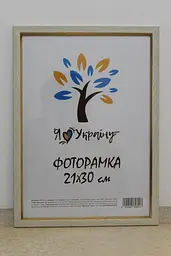 Фоторамка 21Х30, (А4), бежева із золотою вставкою, 1511-05148, СКЛО + КАРТОН         